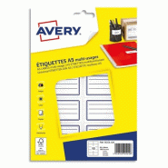 AVERY Lot de 5 Pochette de 120 étiquettes lignées, 36x56 mm, cadre bleu - 5014702029226