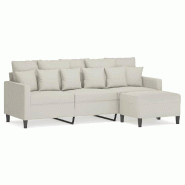 Canapé à 3 places avec repose-pieds Crème 180 cm Velours Modèle Orion Signature - 8721012060821