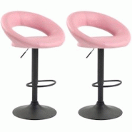 CLP Lot de 2 Tabourets de bar Olinda en similicuir hauteur réglable et siège pivotant Rose/Noir - violet polyester 320294 CLP Lot de 2 Tabourets de bar Olinda en similicuir hauteur réglable et siège pivotant Rose/Noir - violet polyester 320294