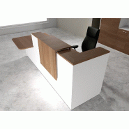 Comptoir d'accueil bi-colore avec PMR Delta et réhausse - 242, Gauche, Blanc, Non, Acacia foncé_0