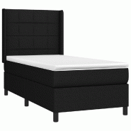 Décoshop26 - Cadre de lit LED avec sommier tête de lit matelas 80x200cm tissu noir TDL0209119 - noir 3001674147760