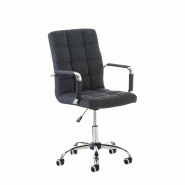 Décoshop26 - Chaise de bureau mécanisme d'inclinaison hauteur réglable en tissu gris et métal chromé 10_0002483 - gris métal 3000251047271
