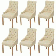 Décoshop26 - Lot de 6 chaises de salle à manger cuisine design luxueux tissu crème CDS022366 - 3000026501533 Décoshop26 - Lot de 6 chaises de salle à manger cuisine design luxueux tissu crème CDS022366 - 3000026501533