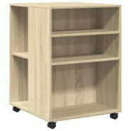 Décoshop26 - Table d'appoint sur roulettes en bois d'ingénierie en couleur chêne sonoma DEC024616 - 3000254800989