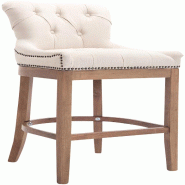 Décoshop26 - Tabouret de bar x1 confortable design rétro assise capitonné en tissu crème pieds en bois clair 10_0005062 - beige Bois massif 300025
