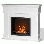 Divina Fire Cheminée au bioéthanol Cambridge au sol en bois blanc 110x37x102h - blanc 8053323382010