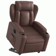 Fauteuil inclinable électrique marron similicuir Modèle Varnelle - 8721012170483