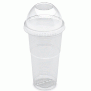 Gobelet Smoothie  40cl NovaCup + Couvercle Dôme Fermé Inclus Shaker Milkshake Recyclé Transparent VAE Snacking - Lot de 800 - transparent Matériau