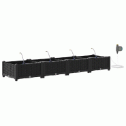 Helloshop26 - Lot de 4 cache-pots de jardin moderne épuré 160 x 40 x 22 cm avec système d'irrigation en acier noir 02_0058542 - noir acier 30002406