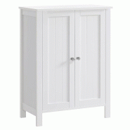 Helloshop26 - Meuble de salle de bain 60 x 30 x 80 cm meuble de rangement 2 portes battantes 3 casiers séparateurs amovibles blanc 12_0006476 - 30002