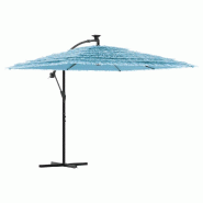 Helloshop26 - Parasol carré de jardin avec mât en acier 246 x 246 x 230 cm protection UV design extérieur en polyester bleu 02_0056375 - bleu acier