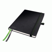 LEITZ Lot de 6 Carnet broché Complete A5, 80 feuilles ivoire 96 g/m² quadrillées 5x5, élastique de fermeture, couv. Rigide coloris noir - noir 447
