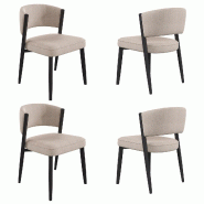 Merax Lot de 4 chaises de salle à manger , 60 x 49 x 80 cm, pieds en métal noir, housse en chenille taupe et rembourrage en mousse 25D - multicolore