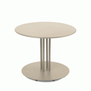Oviala Business Table basse de jardin ronde en métal Ø50x38 cm crème Oviala - beige acier 114127