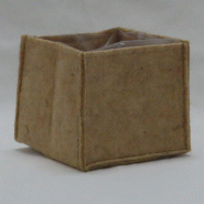 Pot en jute naturel non tissé avec doublure en plastique 12,5x12,5x11 cm -par 12