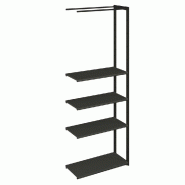 Suite structure Cage noir 88x40x240cm 4 tablettes noir