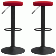Tabourets de bar lot de 2 rouge bordeaux velours Modèle Nova Minimal - 333149