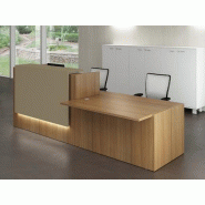 Banque d'accueil Z2 noyer avec accès bas - Officity - 206, Beige, Droite, Noyer Canaletto