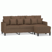 Canapé à 3 places avec repose-pieds Marron 180 cm Tissu Modèle Vega StudioDesk Industriel - 8721012060593
