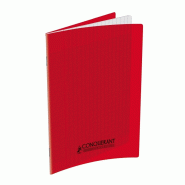 CONQUERANT Lot de 5 Cahier Classique PP piqué A4, 140p./70 feuilles 90g/m², Séyès, coloris rouge - 3020120106502