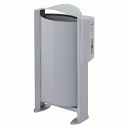 Corbeille ARKEA (40 à 100 Litres) sur pied + distributeur sacs canins - Gris Métal, 60L_0