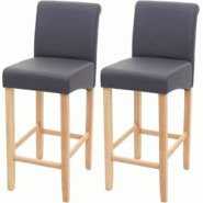 Décoshop26 - Lot de 2 tabourets de bar en synthétique gris mat pieds clairs avec repose pieds TDB04071 - gris 3000908969604 Décoshop26 - Lot de 2 tabourets de bar en synthétique gris mat pieds clairs avec repose pieds TDB04071 - gris 3000908969604