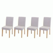 Décoshop26 - Lot de 4 chaises de salle à manger en tissu crème pieds clairs CDS04561 - 3001099769608 Décoshop26 - Lot de 4 chaises de salle à manger en tissu crème pieds clairs CDS04561 - 3001099769608