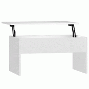 Décoshop26 - Table basse plateau relevable design moderne et contemporaine 80 x 50,5 x 41,5 cm bois d'ingénierie blanc DEC037949 - blanc Bois massif
