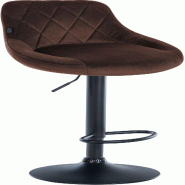 Décoshop26 - Tabouret de bar en velours marron coutures décoratives pivotant support métal noir TDB10667 - marron métal 3002472932695