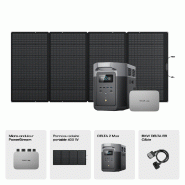 EcoFlow DELTA 2 Max Générateur solaire (PV400W) + PowerStream - EcoFlow DELTA 2 Max + 1 * Panneau solaire 400 W + PowerStream (câble de batterie inclus)