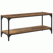 Helloshop26 - Meuble TV rectangulaire rustique grand espace de stockage 100 x 33 x 41 cm en bois ancien 02_0052699 - Bois massif 3000237549201