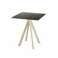 Infinity table de bistrot avec piètement sable + plateau HPL Riverwashed Wood 70x70 cm
