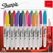 Marqueur permanent Sharpie, fin, blister de 18 marqueurs aux couleurs assorties - 3501179961125 Marqueur permanent Sharpie, fin, blister de 18 marqueurs aux couleurs assorties - 3501179961125