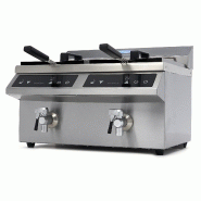 Maxima Friteuse - 2 x 8 L - 2 paniers - induction - avec robinet de vidange – 58 × 50 × 41 cm – 3500 W - AKS-09371095