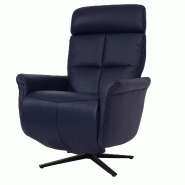 Mendler Fauteuil relax HWC-L10, Fauteuil TV design Fauteuil de relaxation, fonction chaise longue pivotante, cuir pleine fleur ~ bleu - bleu cuir 9838