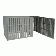 Mendler XL Habillage de poubelle en WPC pour 1/2 personnes Extension HWC-J28, Box pour poubelles, métal aspect bois ~ gris - gris métal 75989+75990