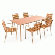 Oviala Business Ensemble table de jardin et 6 fauteuils en métal Caramel - marron acier 114600 Oviala Business Ensemble table de jardin et 6 fauteuils en métal Caramel - marron acier 114600
