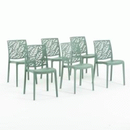 RATTATAN Set 6 Chaises en polypropylène avec fibre de verre empilables pour extérieur et jardin, bar et restaurant, cuisine design moderne - DAFNE - RATTATAN Set 6 Chaises en polypropylène avec fibre de verre empilables pour extérieur et jardin, bar et restaurant, cuisine design moderne - DAFNE -