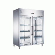 Romux® Armoire Réfrigérée Positive 2 Portes Vitrées 134 cm avec Refroidissement Froid Ventilé en Acier Inox Capacité de 1200 L - 6 Étagères e