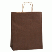 Sac kraft chocolat poignées torsadées 18+8x21cm - par 50