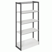 Structure Cage noir suspendue 90x40x180cm 3 tablettes et bac noyer clair