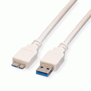 VALUE Câble USB 3.2 Gen 1, A M - Micro B M, blanc, 0,8 m_0