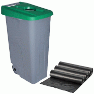 WellHome - Conteneur à Déchets 110L avec 30 Sacs poubelle, Couleur Verte - vert plastique PK4662