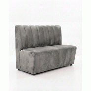 Banquette de restaurant CHR Prestige gris cendre - 200 cm – coutures verticales – velours Casino Elastron – France Mobilier CHR - gris 3760326529124