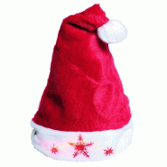 Bonnet de Père Noël luxe - Étoiles clignotantes - D.41 x H.31cm