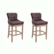 CLP Lot de 2 Tabourets de Bar Lakewood en Tissu Marron/Antique clair - marron textile 304585 CLP Lot de 2 Tabourets de Bar Lakewood en Tissu Marron/Antique clair - marron textile 304585