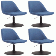 CLP Lot de 4 Chaises de salle à manger Maverick tissu avec pied trompette Bleu/Noir - bleu textile 319915