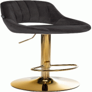 CLP Tabouret de Bar Milet Velours Noir /Or - noir textile 327407