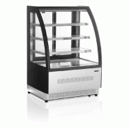 Comptoirs réfrigérés à dessert noir haute 4 faces vitrée bombé larg... - PLPD900C/BLACK