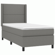 Décoshop26 - Cadre de lit LED avec sommier tête de lit matelas 100x200 cm tissu gris foncé TDL0208430 - gris 3001539847767